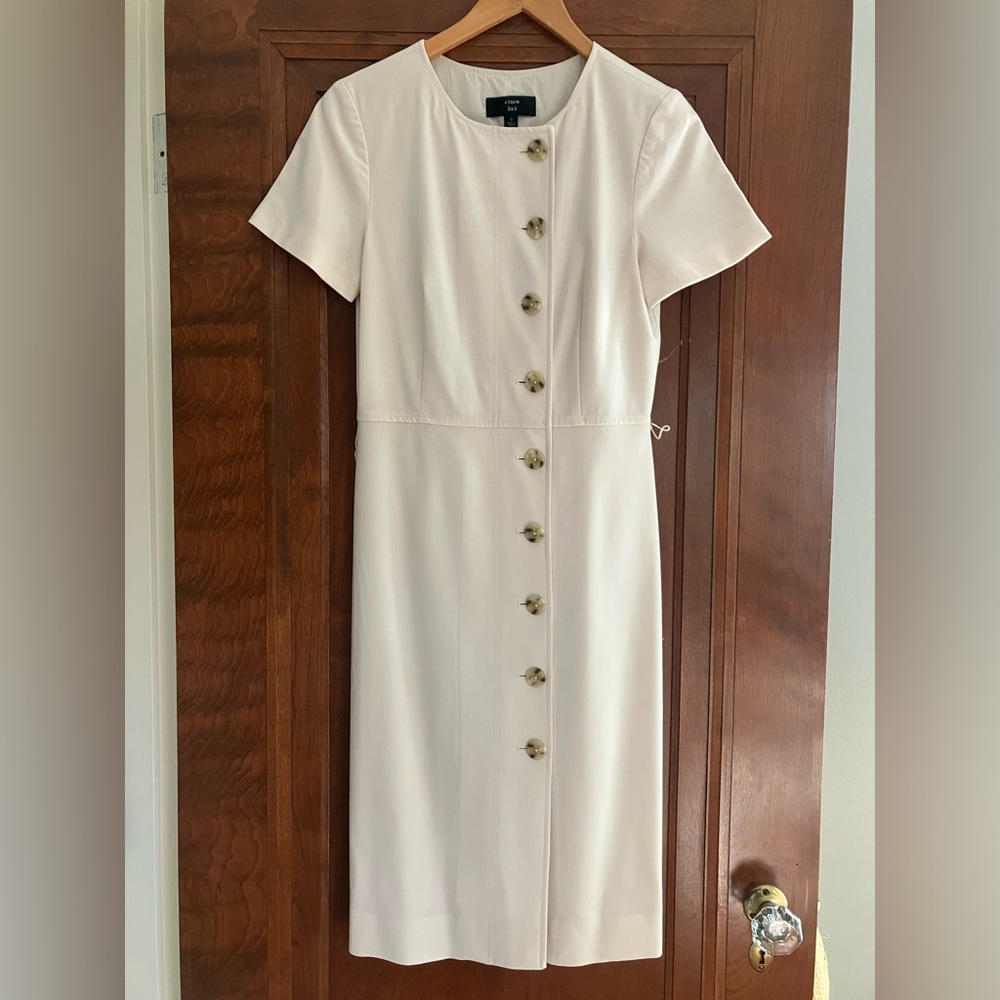 J. Crew Cream Midi Dress with buttons